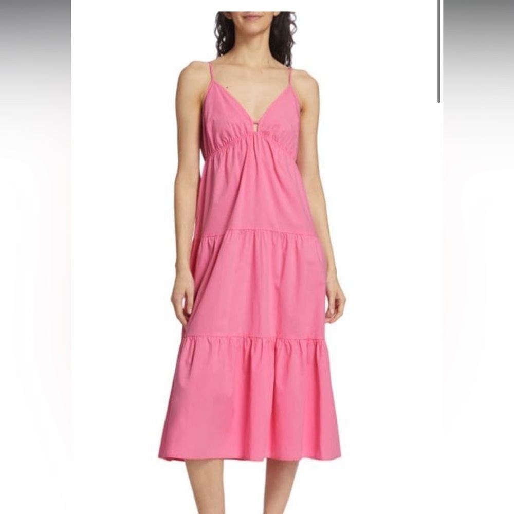Rails Avril Midi Tiered Dress Pink Ruffled Tiered Sundress L
